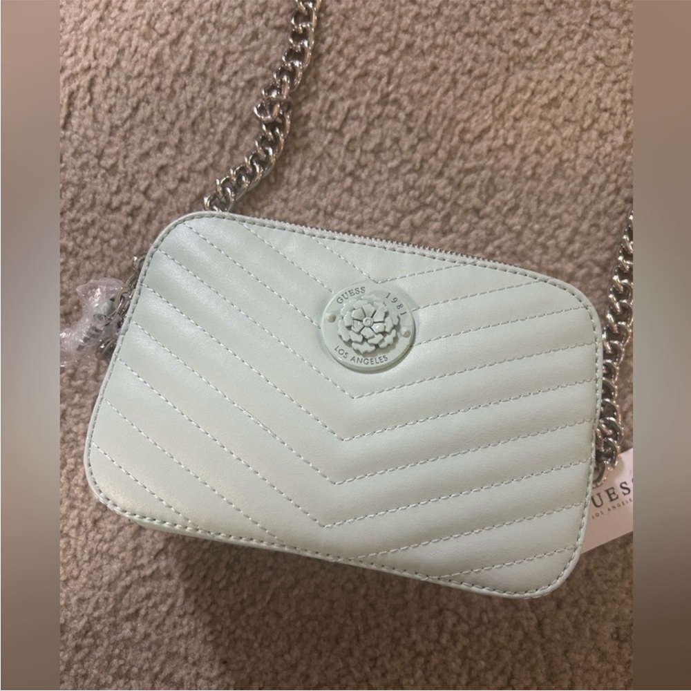 Guess Light Green Chevron Crossbody Bag